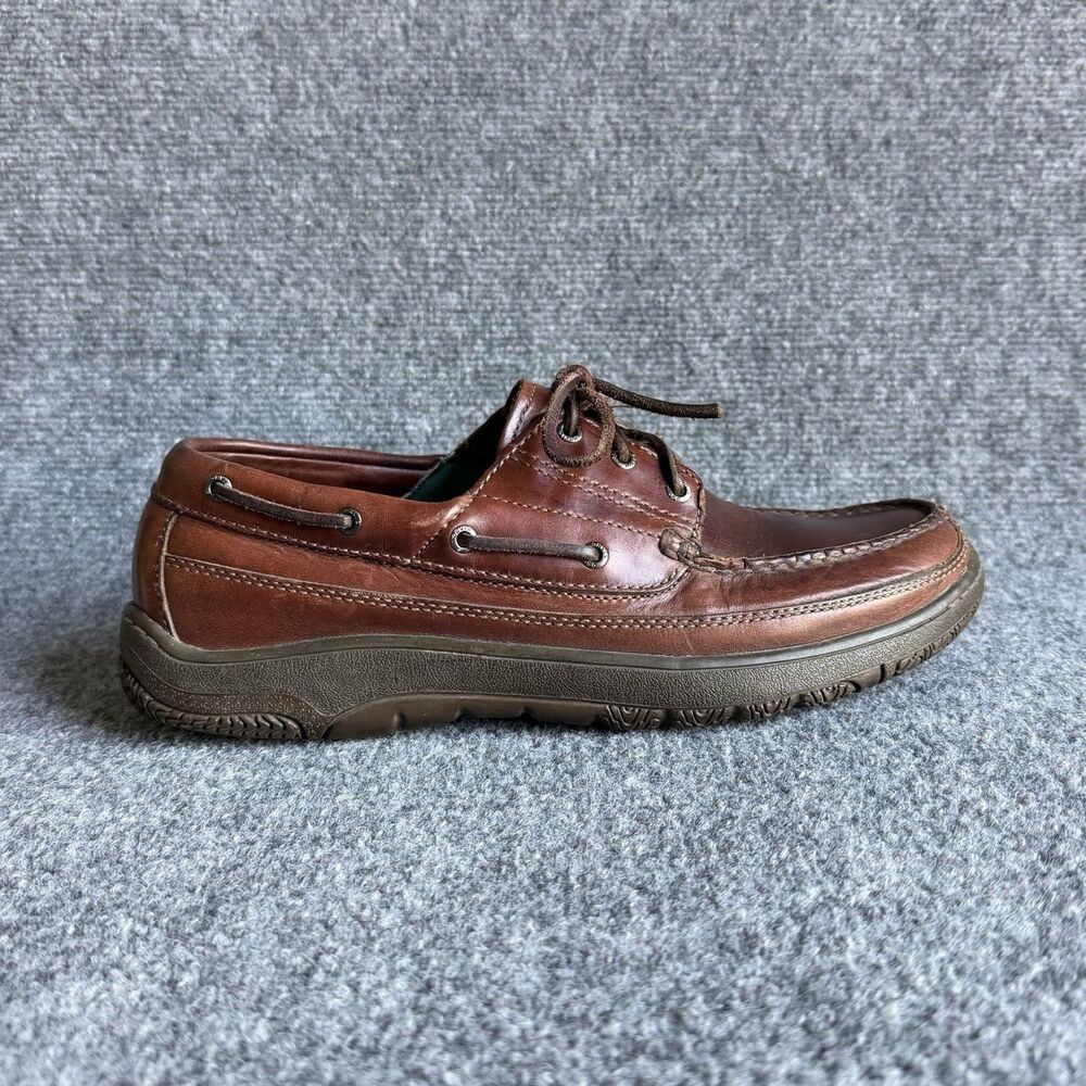 Orvis 81201 Men’s 10M Brown Leather Boat Shoes Moc Toe Deck Casual Lace Up READ